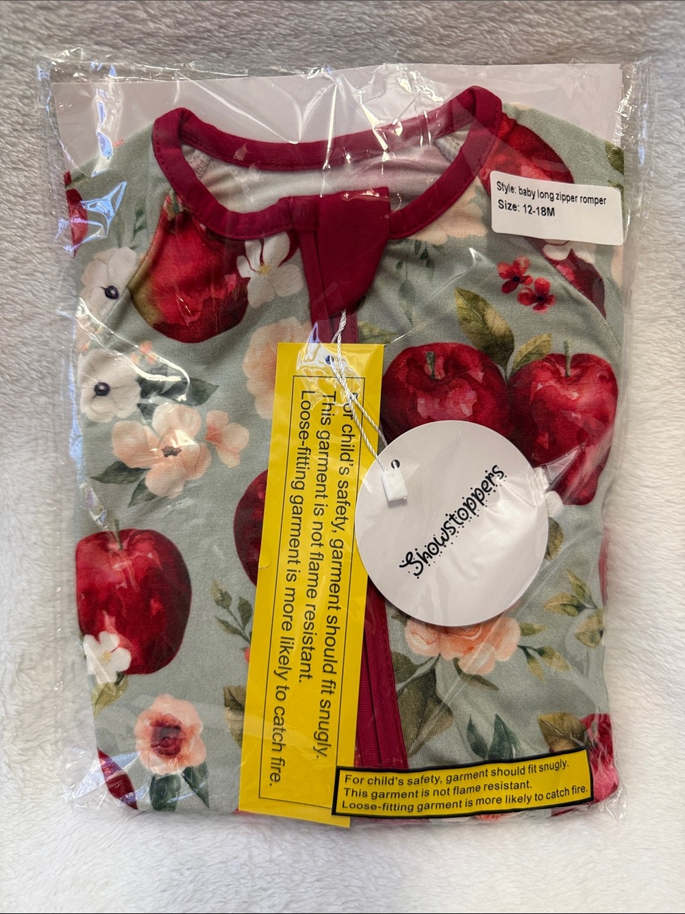 NWT Showstoppers Orchard Convertible Zip Romper Size 12-18 months